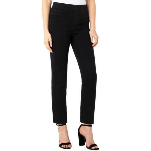 NWT Liverpool Los Angeles Slim Chloe Slim Over Dye Black Stretch Pant SZ 22W - Picture 2 of 11